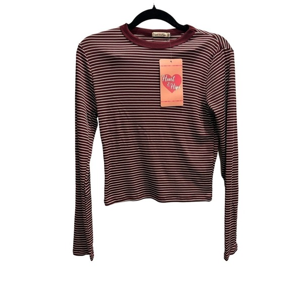 NWT maroon and white striped top - Picture 1 of 4